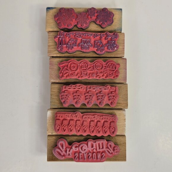 Hampton Art Allison Wong Christmas Holiday Rubber Stamps Lot of 6 Scrapbooking - Picture 2 of 5